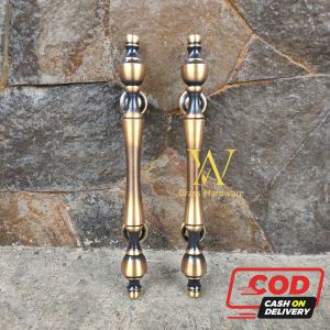 Handle Pintu Rumah Kuningan Motif Dahlia Antik 34 cm 2 pcs