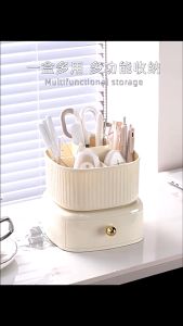 Cosmetics Storage Box Rotating Storage Container Desktop Dresser Storage Rack Kotak Penyimpanan Kosmetik Bekas Storan