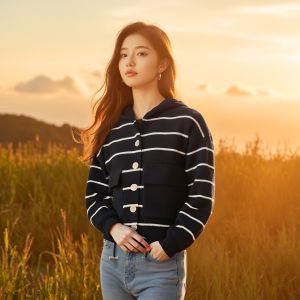 เสื้อแจ็คเก็ตเบสบอลสไตล์ฝรั่งเศสสำหรับผู้หญิง ฤดูใบไม้ผลิและฤดูใบไม้ร่วง ทรงหลวม แขนยาว สีพื้น คอกลม ปิดด้วยกระดุม