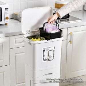 Attractive Step Lid Pressure Wet Dry Kitchen Trash Can