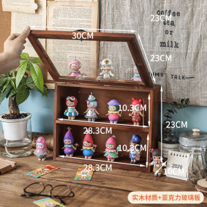 Desktop Storage Box Wooden Vintage Dressing Table Perfume Cosmetic Shelf Desk Table Cup Glass Cabinet