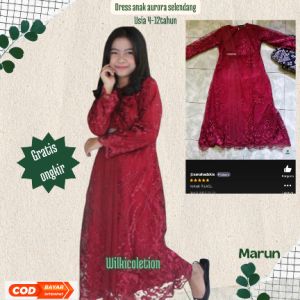 Kebaya Anak Perempuan Modern Brokat Dress Selendang Aurora  Umur  4 12 Tahun Lengan Panjang