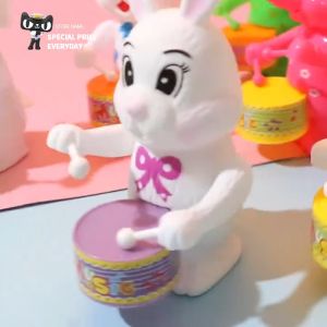 Lovely Drumming Bunny Clockwork Music & Sound Toy Funny Wind-up Cartoon Rabbit Play The Drum Baby Toys