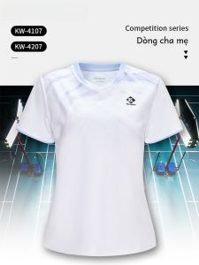 Kumpoo New Badminton Sports Wear T-Shirt Short Sleeve Womens Competition Training Quick Dry Mens Sportswear Fitness Fans