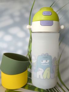 Bộ Ấm Cốc Thể Thao Silicon 600ml Hai Trong Một Bảo Vệ Ấm Cốc Chống Trượt Chống Va Đập Cho Trẻ Em Dùng Trong Nhà Và Ngoài Trời