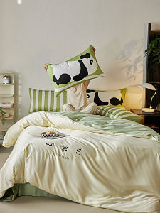 DOHIA | Soft Cotton Cartoon Panda Embroidered Bedding Set