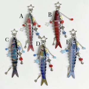 Fish Keychain Bionic fish bait keychain ocean small fish multi-section fish Luya bag pendant cross-border