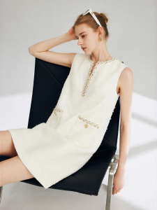 FAMANXUAN | White French Style Mini Dress