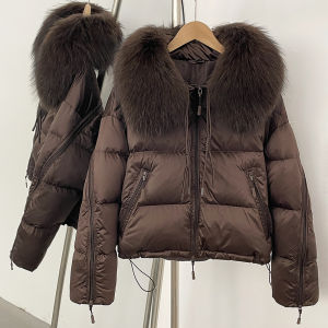 Áo Khoác Mùa Đông Nữ Lông Cáo Tự Nhiên Áo Phao Nhẹ Dày Ấm Áp Phong Cách Đường Phố Có Khóa Kéo Thích Hợp Cho Mùa Thu/đông