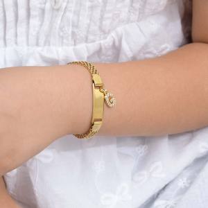 สร้อยข้อมือเด็ก Vnox ตัวอักษร A-Z สายสแตนเลสสำหรับเด็ก พร้อมแท่งตัวอักษรเปล่าสุดน่ารัก ของขวัญเครื่องประดับสำหรับเด็ก