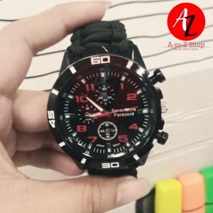 6 in 1 Survival Multifunctional Wrist Watch Paracord Bracelet with Fire Starter and Compass for Outdoor Gear