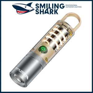 ไฟฉายพกพา SD0717 ชาร์จได้กันน้ำ ฉลามยิ้ม สวยงาม ไฟฉาย ZOOM สำหรับเดินป่า