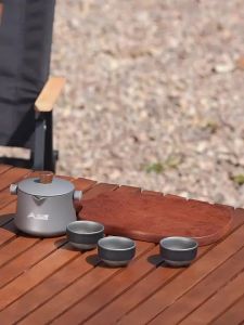 BISINNA 1L Ấm Đun Nước Cắm Trại Bằng Hợp Kim Nhôm Nhẹ Có Túi Đựng Bền Bỉ Di Động Dã Ngoại Dã Ngoại Ấm Đun Nước Dã Ngoại