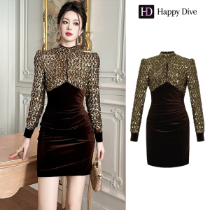 Happy Diva ชุดผู้หญิง ชุดกำมะหยี่ ชุดมินิ ชุดวินเทจ ชุดสำหรับโอกาสทางการ ชุดปาร์ตี้ ชุดทำงาน ชุดวันเกิด 91391