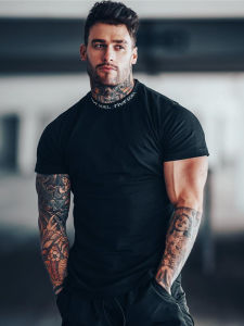 Solid Color Fitness Casual T-Shirt Short Sleeve round Neck Polyester Fiber Youth Summer Fashion Basic Style No Brand