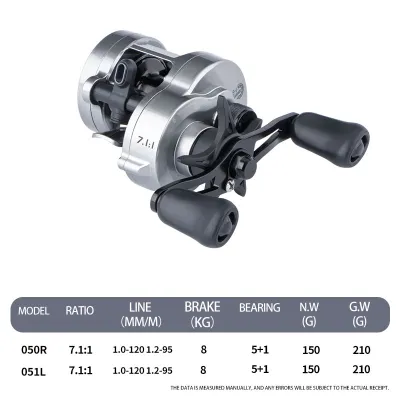 DEUKIO 2026 Fishing Reel Cast Drums Reel Drag 5kg Casting Reels 5+1BB Aluminum Alloy Handle With Rubber Knobs