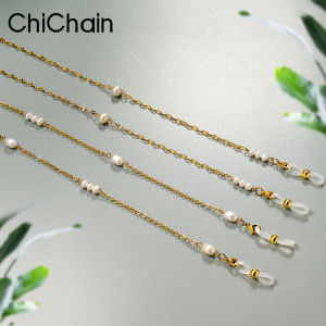Chichain Stylish Pearl Beaded Crystal Eyeglasses Necklace for Women  Chic Stainless Steel Glass pearles Holders Chains  pea