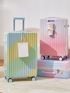 กระเป๋าเดินทางไล่ระดับสีรุ้งขนาดเล็ก น้ำหนักเบา นักดึงหญิงมูลค่าความงามสูง 24 นิ้วความจุขนาดใหญ่ นักเรียน เคส