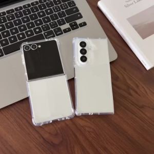 Luxury Clear Acrylic Shockproof Folding Phone Case For Samsung Galaxy Z Flip Z Fold 8 Ultra 8 7 6 5 4 Slim Anti-yellowing Cover
