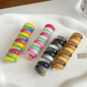 ยางรัดผมแบบสายโทรศัพท์ญี่ปุ่น ยางรัดผมแบบสายตรง ยางรัดผมแบบม้าหางสูง ยางรัดผมแบบมีกำลังยืดหยุ่นสูงและทนทานสำหรับผู้หญิง