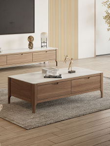 Minimal Modern Small Space Solid Wood TV Cabinet & Coffee Table Set