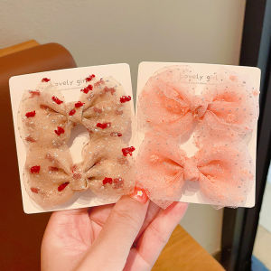 Princess Style Butterfly Knot Hair Clip Childrens Mesh Hair Accessories No Damage to Hair Side Clip for Little Girls Messy Hair