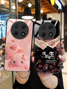 Huawei Enjoy 70 pro Phone Case Glass Silicone Protective Cover Cute Pig Design Full Lens Protection Anti-Fall Soft Hard Shell for Men And Women