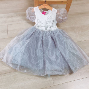 Pure Cotton Princess Dress for Girls Summer Short Sleeve Bubble Sleeve Cute Style mid Waist Cotton 100% Comfortable Dress