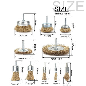 Si Fang | 1/4 Inch Shank Wire Brush Wheel Cup Brush Set for Drill Tool Accessory Metal Rust Removal Polishing Brush