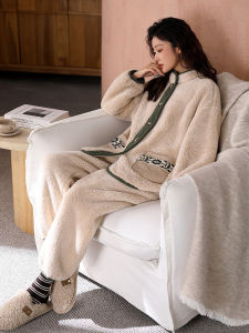 Thickened Fleece Winter Warm Pajama Set