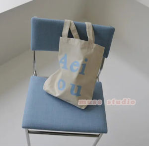 Large Capacity Canvas Tote Bag Single Shoulder Letter Design for Women College Students Class Soft Handbag Pure E-commerce