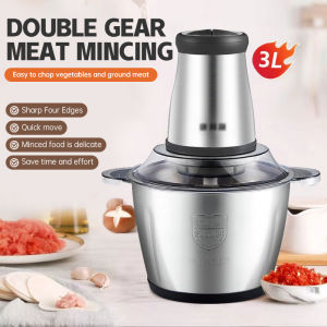 【Malaysian stock】Stainless Steel Meat Grinder Household Electric Food Chopper Meat Blender Garlic Grinder Multifunctional Vegetable And Fruit Juicer Blender Serbaguna 3L Pengisar Daging  不锈钢绞肉机