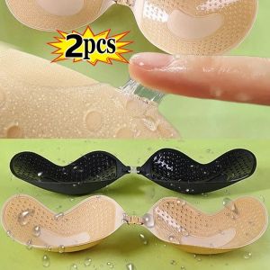 2pcs Seamless Invisible Adhesive Nubra Push Up Stick On Wedding Silicone Bra Mango Shape Reusable Strapless Underwear