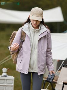 Mulinshan 2025 New Womens Thickened Fleece Lined Waterproof Windproof Jacket Three-in-One Early Autumn Coat Original Design Loose Fit