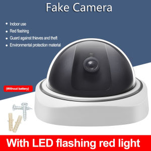 Indoor/Outdoor Dummy Smart Surveillance Camera Home Dome Waterproof Fake CCTV Security Camera with Flashing Red LED Lights