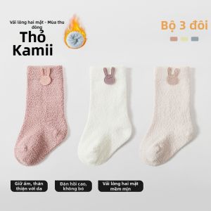 Usbettas | Tất Cotton Dày Cổ Trung Bé Trai/Bé Gái Thu Đông Phối Màu