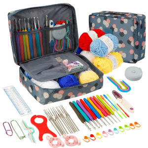 Complete Set of Crochet Tools Soft Handle Crochet Needles DIY Knitting Materials Package for Dolls And Sweaters