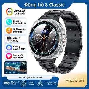 Đồng Hồ Thông Minh Nam Watch 8 Ultra Classic Với GPS NFC Màn Hình AMOLED La Bàn Khả Năng Chống Nước 3ATM Chức Năng Theo Dõi Sức Khỏe Và Gọi Điện