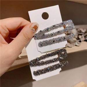 South Korea Dongdaemun Rhinestone Side Girls Barrettes Half Hair Updo Girly Temperamental Press Clip Bang Clip Duckbill Clip Tide