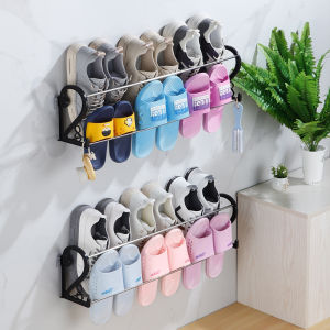 Door Back Shoe Rack Organizer Wall Mounted Slipper Rack Organizer Foldable 3 in 1 Bathroom Rack