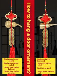 DINGFENGGE | Five Emperors Money Copper Gourd Pendant Auspicious Knot Decor