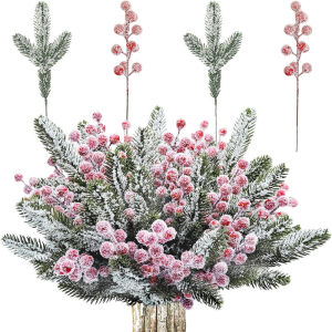Christmas Decoration Artificial Pine Needle Branches Berry Bouquet Xmas Tree Garland Decor for Home Decor 2026 Navidad Accessory