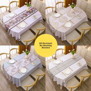 Thickened PVC Tablecloth Elliptical Oil-proof Wash-free Nordic Style Tea Table Universal New Arrival 2026 Luxury Home Fabric