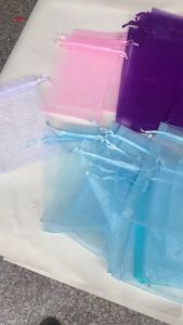 100 Chiếc Túi Quà Tặng Organza Bộ 9 Kích Cỡ Có Thể Rút Có Thể Điều Chỉnh Túi Đựng Trang Sức Bao Bì Giáng Sinh Tiệc Cưới Kẹo Socola Quà Tặng