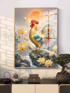 Modern Simplified Chinese Style Rooster Wall Art Decorative Painting for Entrance Hall Corridor Feng Shui Study Room Decoration