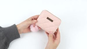 Ví Nữ Thêu Kim Cương Ngắn Kiểu Mới 2024 Móc Treo Sắt Kèm Móc Khóa Đựng Thẻ Thời Trang Dạo Phố