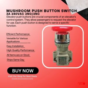 Mushroom Push Button Switch - 3A 240VAC 2NO/2NC 22mm