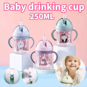 250ML Baby Straw Cup with Handle Cup Leak-proof and Drop-proof Portable Learning Drinking Cup