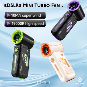 eDSLRs Mini Turbo Fan EDSMNT115 – 19000RPM High-Speed Portable USB Fan | USB-C Rechargeable | LED Display | Travel & Office Use | Orient Photo SG