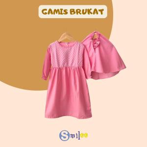Gamis Kerudung Anak Aplikasi Brukat BabyPink